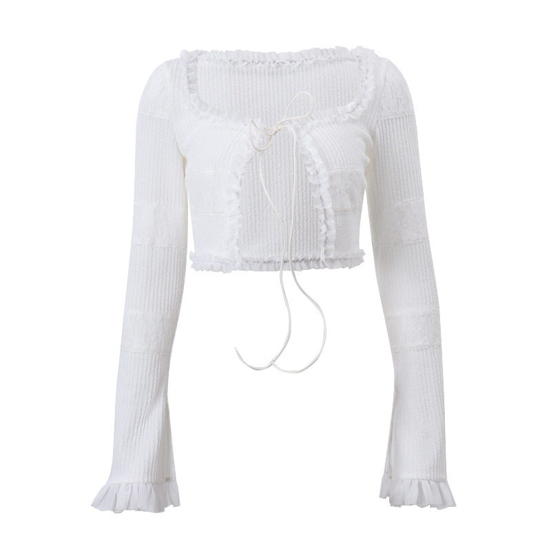 French Style Square Neck Knitted Cardigan with Tie Long Sleeve Chic Elegant Winter Fashion Set with Cake Skirt