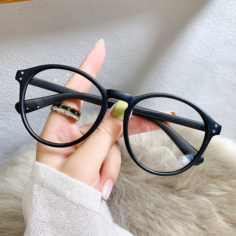 New round anti-blue light glasses frame online celebrity Korean retro plain glasses men and women same myopia finished glasses wholesale