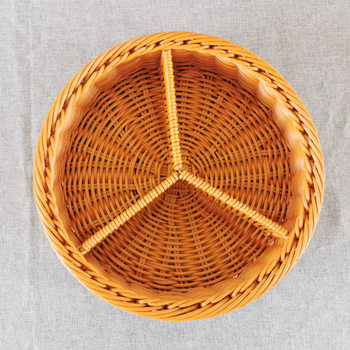 Imitation Rattan Storage Basket Fruit Basket Three-grid Fruit Plate New Hand-woven Snack Storage Basket