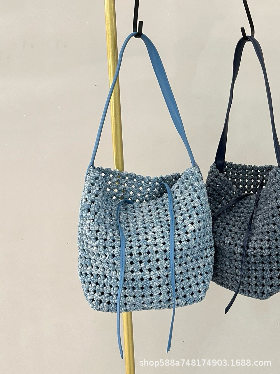 スモールデニム スノーフレークブルー＋インナーバッグ デニム レザー付き