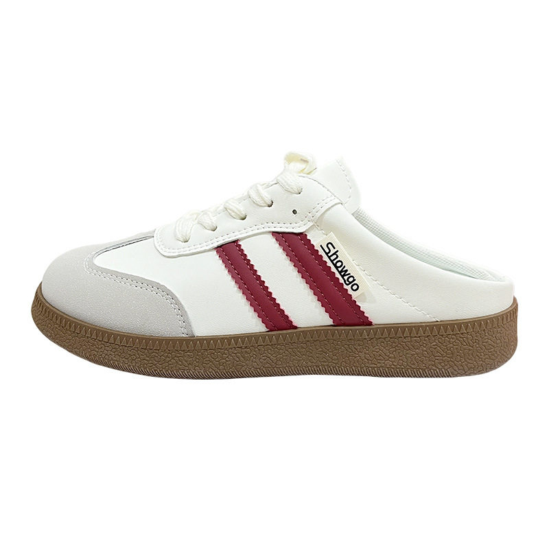 Baotou Half Slippers for Women 2023 Summer New Korean Style Color-Blocked Flat-Heeled Lazy Shoes Casual Slip-On Moral Training Flats for Women