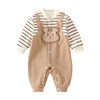 Newborn Clothes Autumn Long Sleeve 0-6 Months Baby Jumpsuit Spring and Autumn Pure Cotton Striped 100 Days Baby Hare Clothes