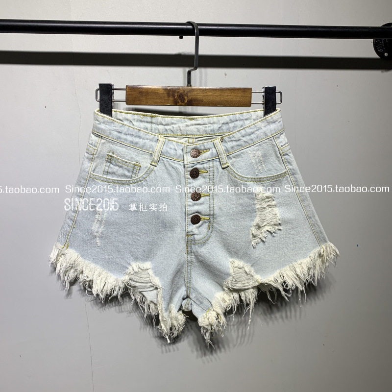High Waisted Ripped Denim Shorts for Women Loose Fit A Line Frayed Hem Summer Style Wholesale Available