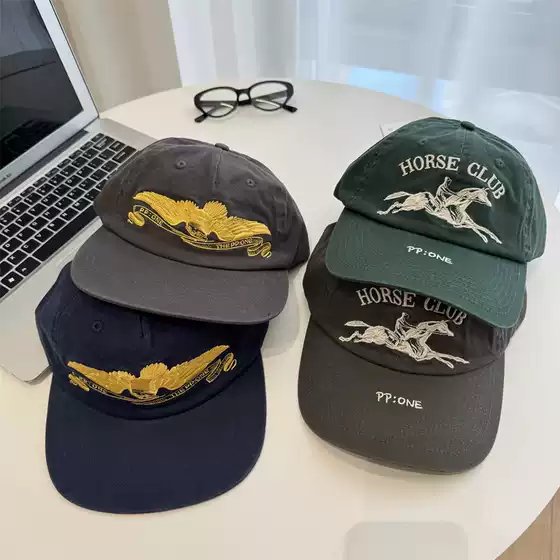 Niche Designer Street Personality Trendy Brand Flat Brim Baseball Cap Eagle Embroidery Vintage Flat Rim Cap Shallow Top