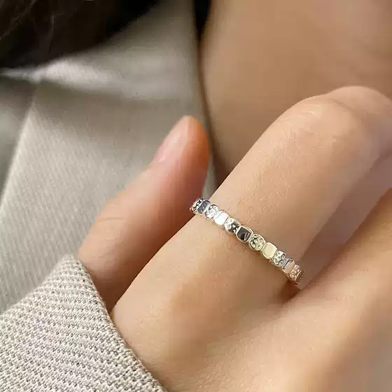 Sweet and Cool Style Small Sugar Cube Ring for Women, Ins-Style Niche Design, Elegant and Versatile Open Ring, Index Finger Ring, Trendy