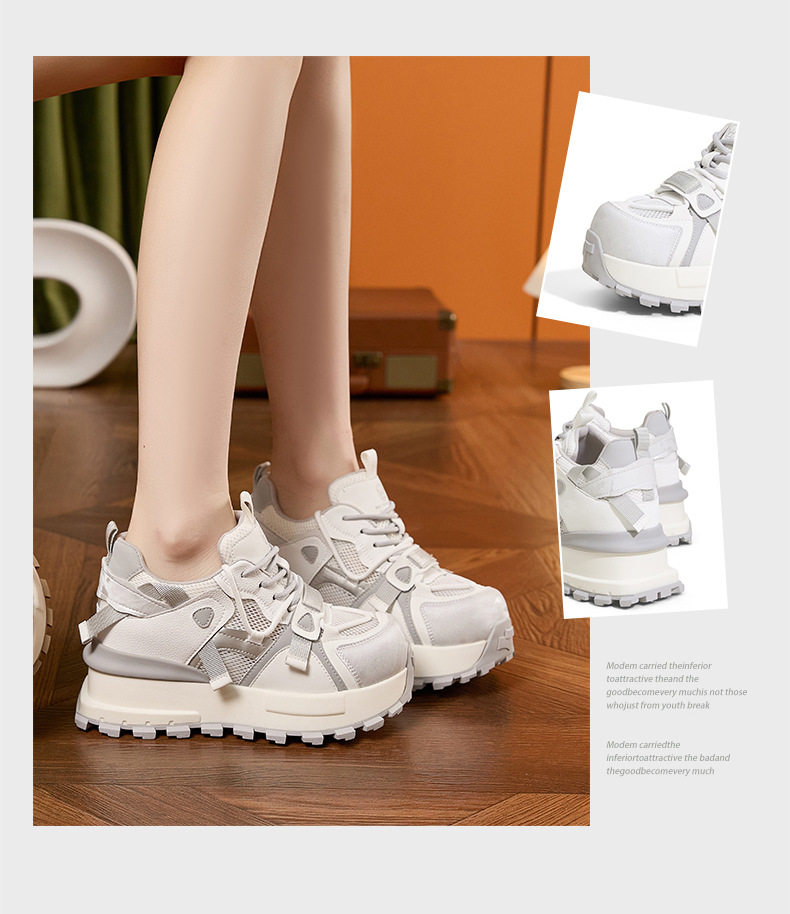 Giày sneaker nữ chạy bộ mesh thoáng khí đế dày Dexun 2026 — Lưới đơn hồng, Lưới đơn xanh, Lưới đơn xám chi tiết 3