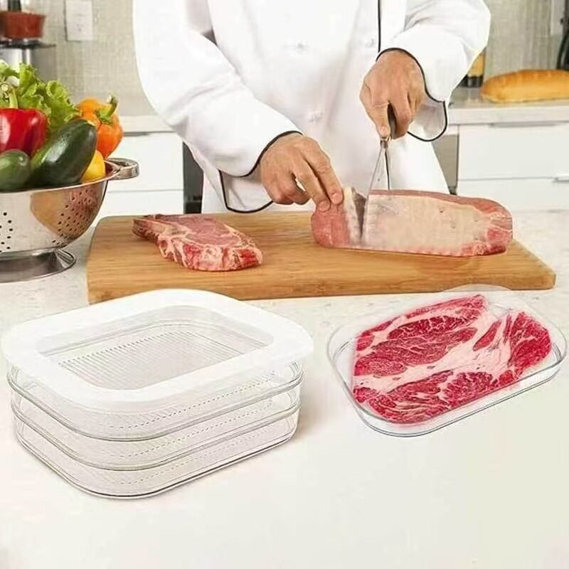 Delicatessen Meat Box Multi-Layer Refrigerator Sealed Storage Box Bacon Food Storage Box with Lid Transparent Packaging Fresh-Keeping Box