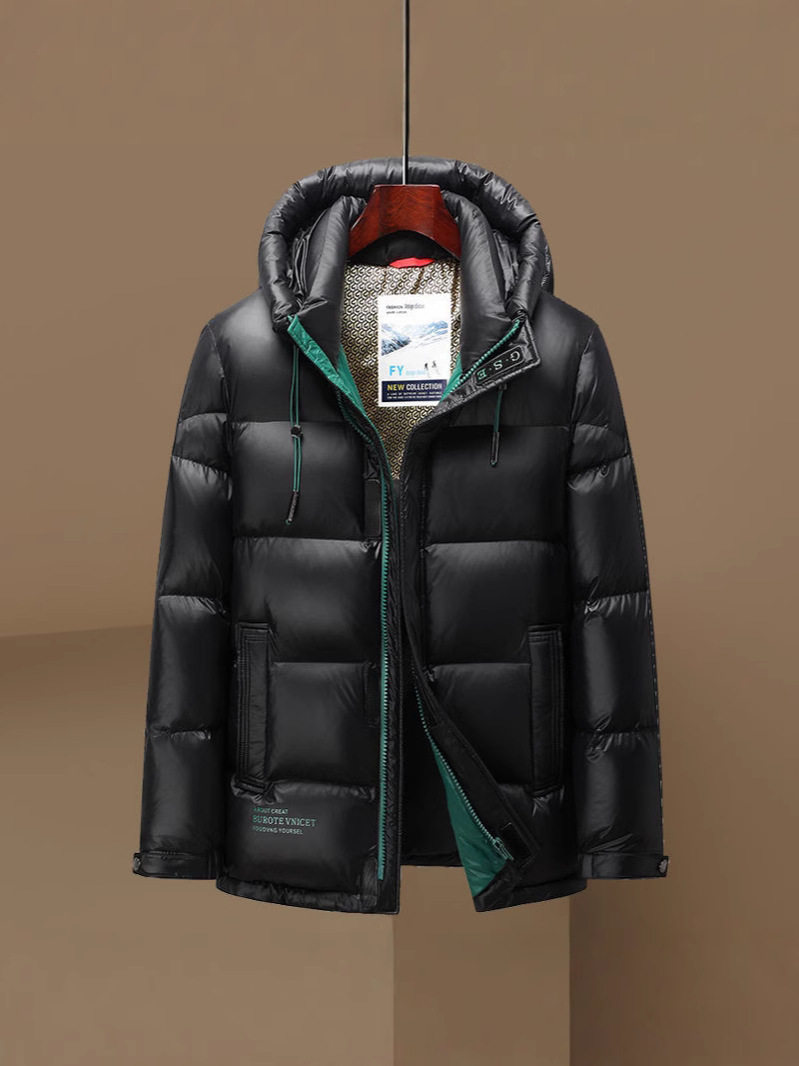 Fashion Hagismin Men's Down Jacket 2024 Winter New Style Young and Middle-aged Casual Warm Hooded Printed Jacket