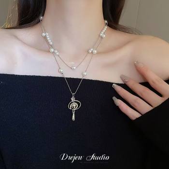 French Style Light Luxury Niche Design Pearl Necklace Summer Unfading Split Stacked Elegant Personalized Clavicle Chain