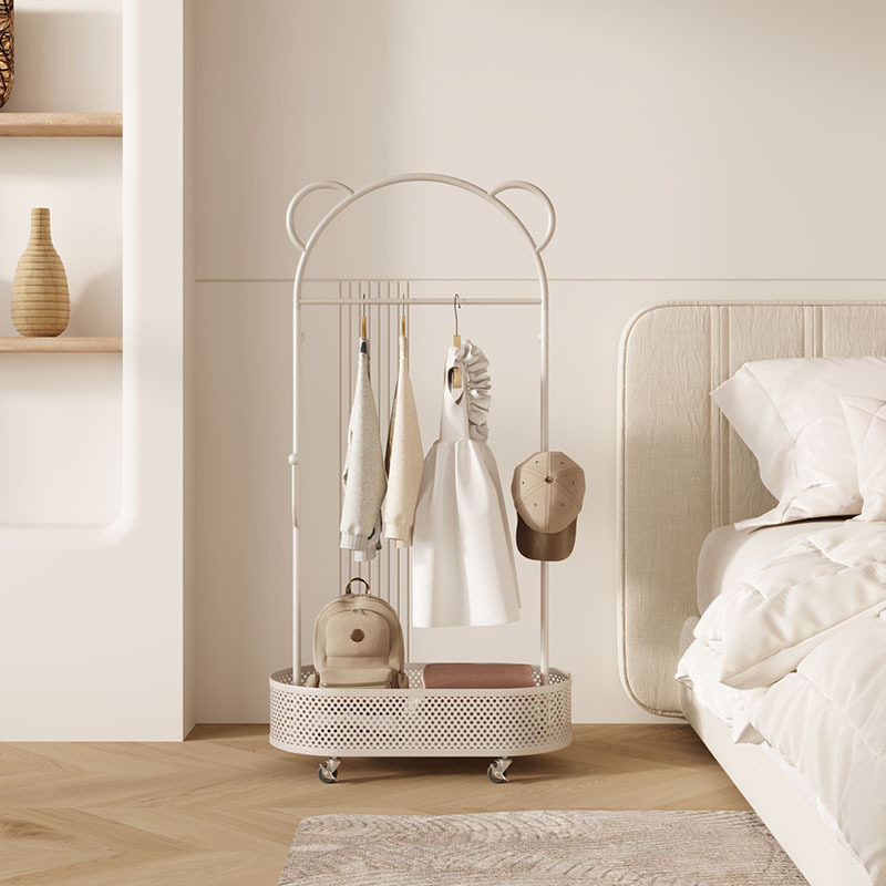 Floor Hanger Movable Bedroom Dirty Clothes Basket Hanger Cream Style Small Apartment Entrance Bedroom Internet Celebrant Coat Rack