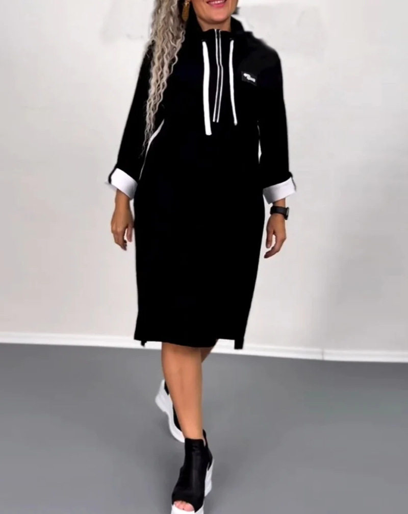 High Neck Long Sleeve Dress Casual Style Autumn Winter Collection Comfortable Fabric Wholesale Available