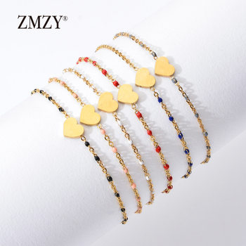 European and American Fashion Bohemian Stainless Steel Bracelet for Women Colorfulful Oil Drop Rice Beads 18K Electroplated Heart Bracelet Wholesale