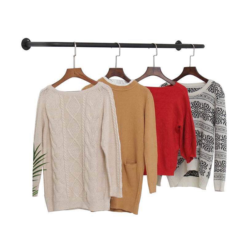 Clothes Drying Rod Balcony Top-Mounted Thickeneded Single Rod Wall-Mounted Clothes Drying Rod Indoor Clothes Hanger Clothes Rod Fixed Clothes Hanging Rod