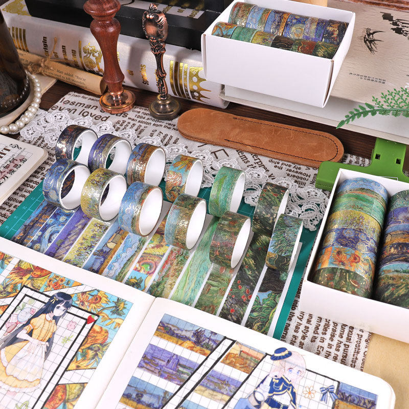 Yida Culture Cross-border Van Gogh Series Bronzing and Paper Tape DIY Decorative Hand Account Sticker Creative Life Small
