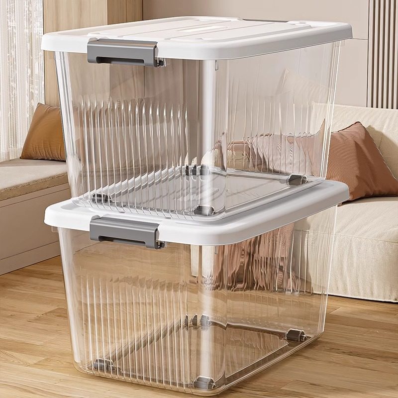 Thickened Transparent Storage Box Portable Miscellaneous Storage Box with Lid for Household Clothes and Toys Manufacturer Wholesale