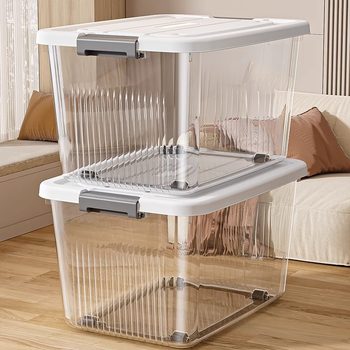 Thickened Transparent Storage Box Portable Miscellaneous Storage Box with Lid for Household Clothes and Toys Manufacturer Wholesale