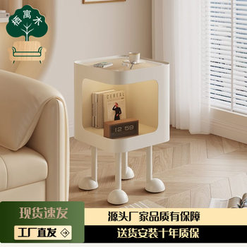 Cream Style Home Bedroom Bedside Table Small Apartment High-End Iron Bedside Table Removable Side Table