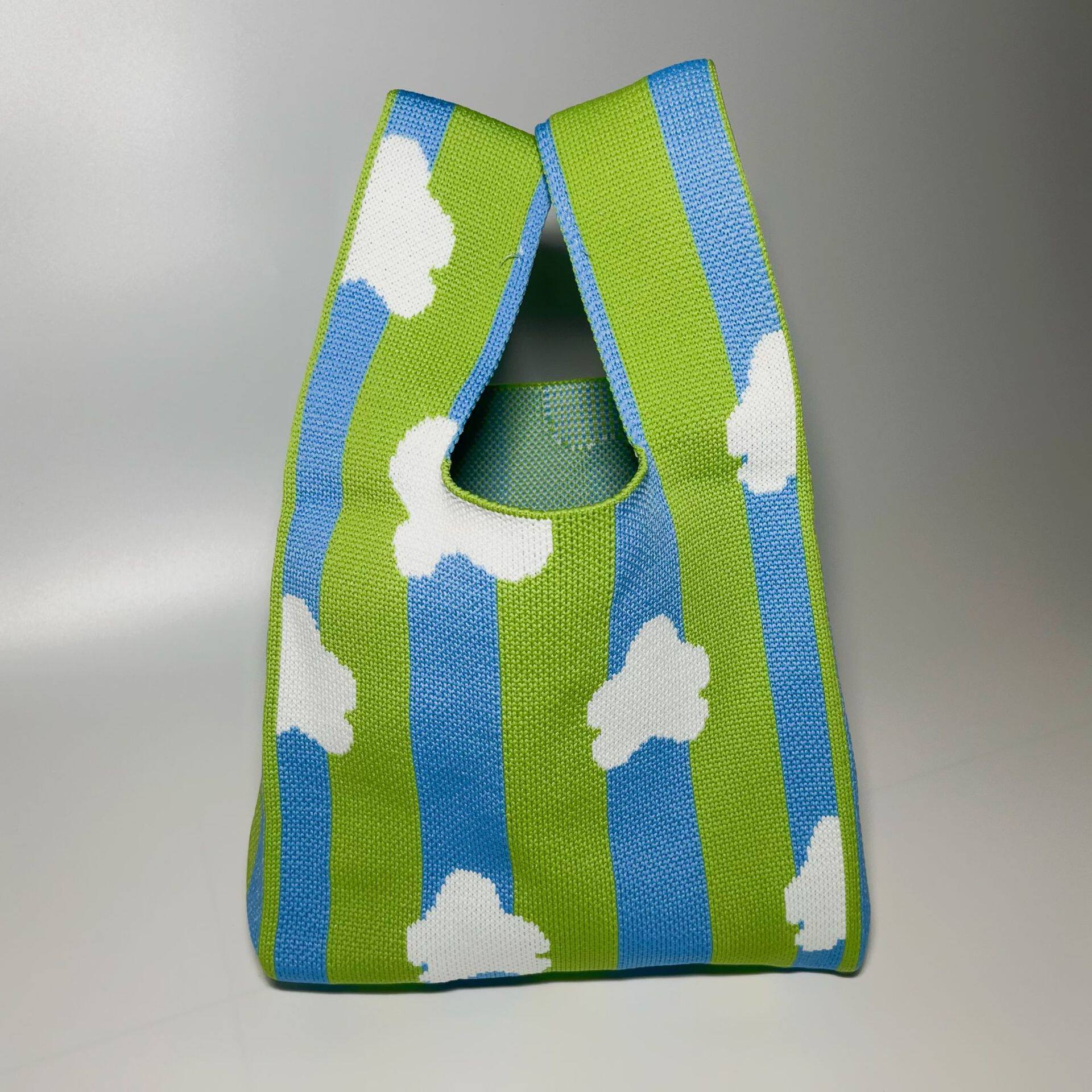 ストライプ花-ブルーグリーン