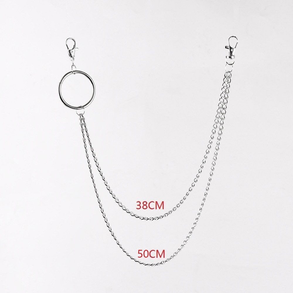 European and American Cross-Border Punk Style Double-Layer Metal Skull Pendant Pants Chain for Men and Women, Trendy and Cool Chain Waist Chain Hip-Hop Accessories