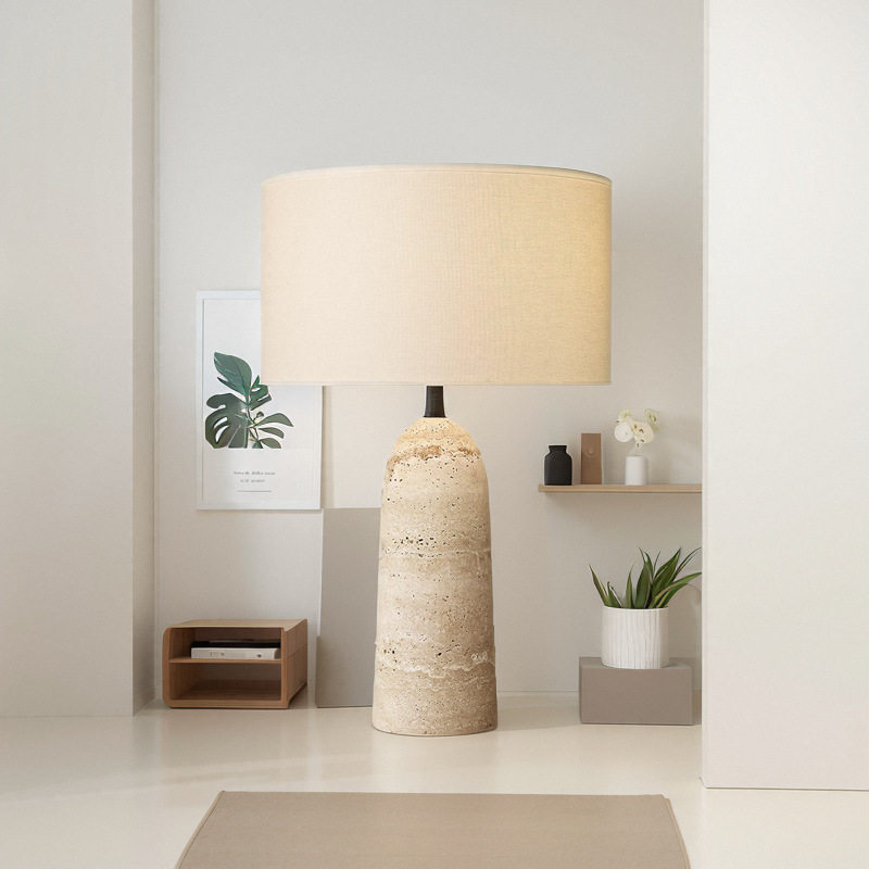 Nordic Simple Modern Travertine Table Lamp Designer Living Room Study Bedroom Bedside Lamp Wabi-Sabi Style B&B Decorative Lamp