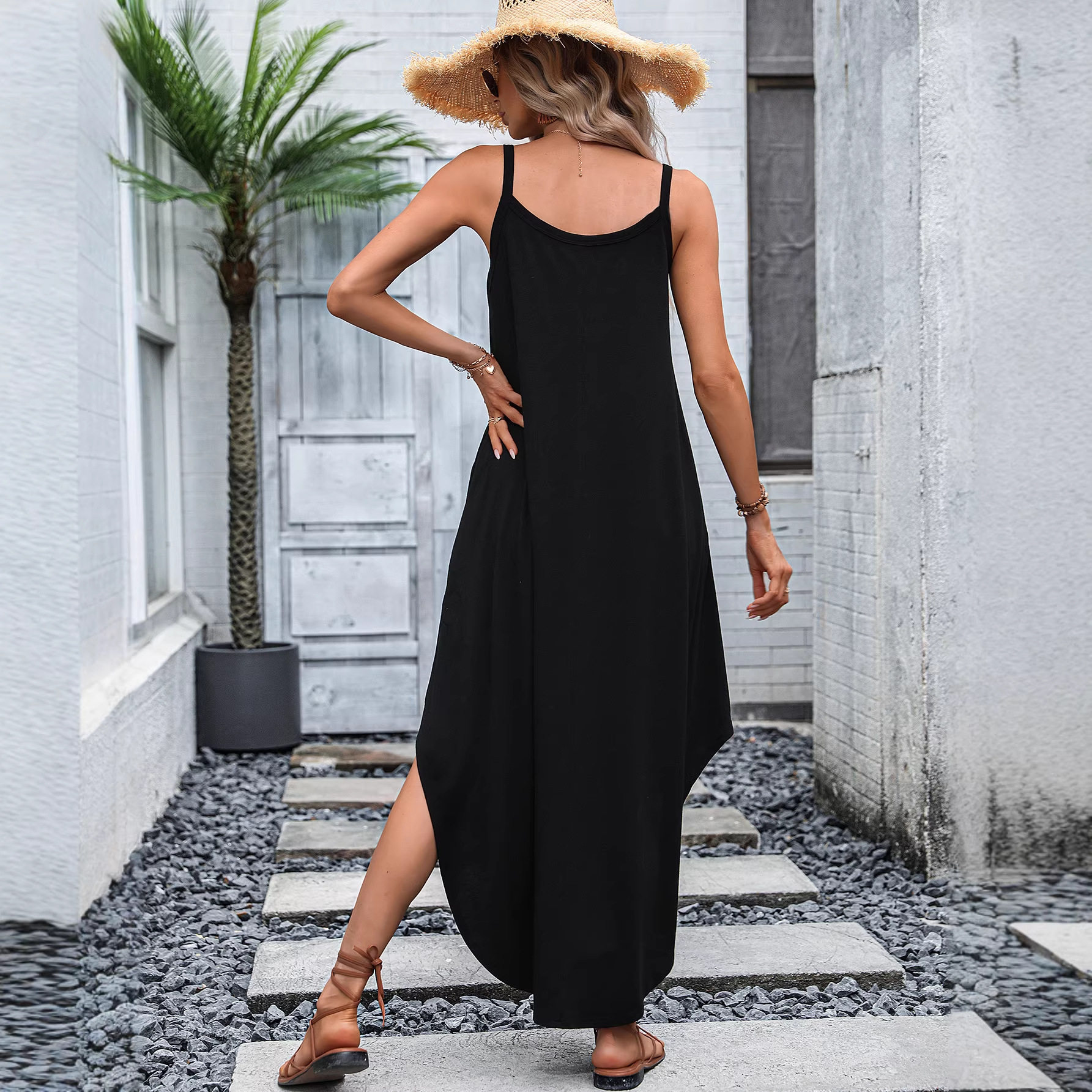 Casual Loose Solid Color Dress Sexy Comfortable Vacation Style Perfect for Summer Getaways Wholesale Available