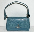 Medium blue crocodile-embossed underarm bag