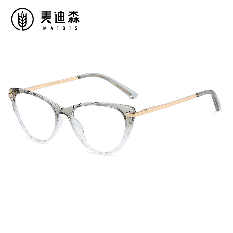 Jite 5065Tr90 Metal Glasses Frame Export Cat Eye Flat Mirror European and American Diamond Edge-Cut Anti-Blue Light Glasses