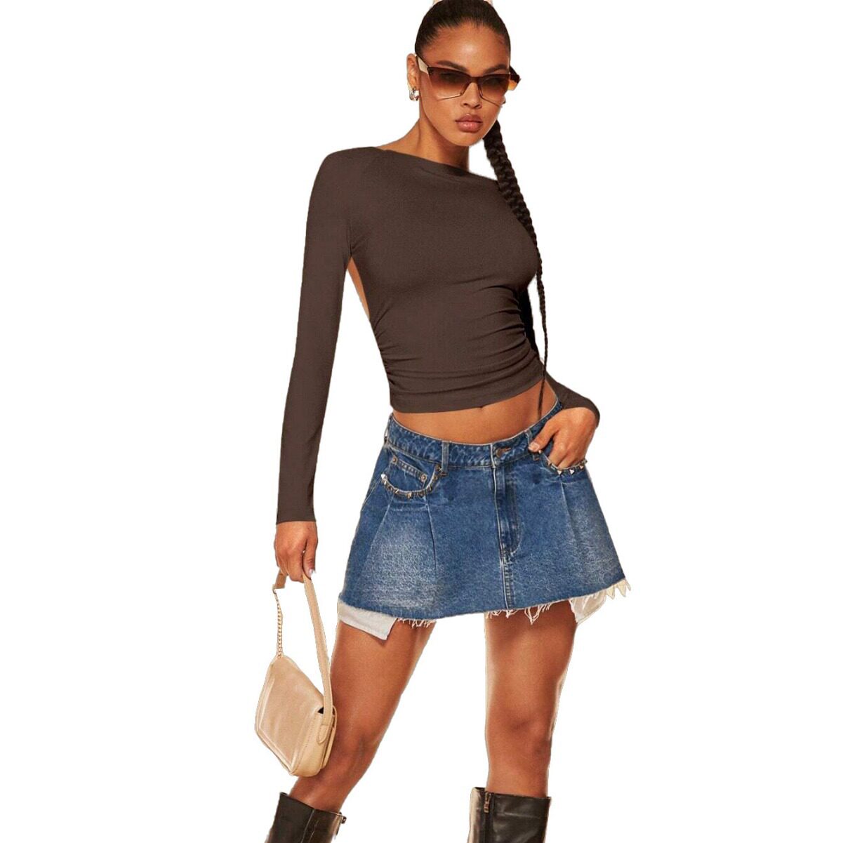 Sexy Backless Crop T Shirt Spring Summer Style European and American Design Comfortable Fabric Wholesale Available