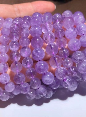 天然薰衣草紫水晶手链女款圈淡雅紫色水晶手串情侣款跨境热销