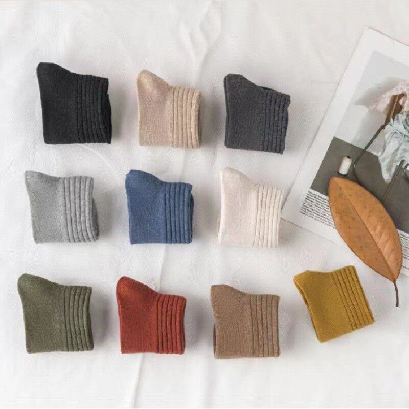 跨境堆堆袜子女中筒秋冬款纯棉长袜子春秋季韩国日系纯色女士袜子