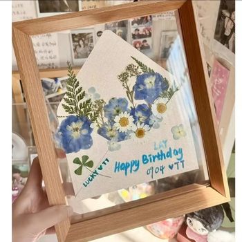 DIY Handmade Photo Frame Spring Letter Dried Flower Material Package Embossed Envelope Greeting Card Couple Ornaments Photo Frame Decoration