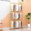 Simple Double-Layer Clothing Store Floor-Standing Clothes Rack Iron Double-Pole Folding Clothes Hanging Rod Floor-Standing Adjustable Balcony Clothes Drying Rack