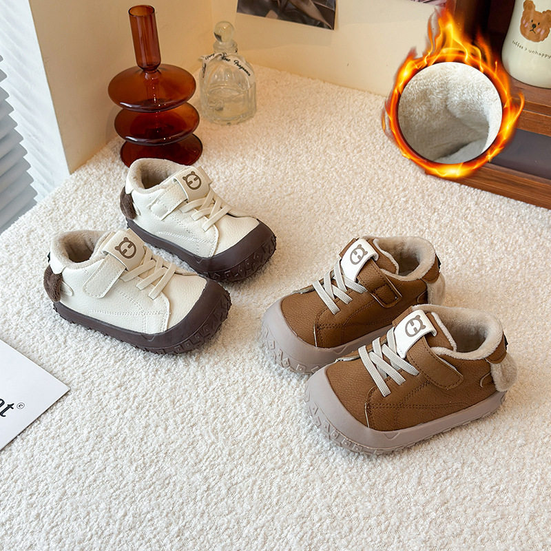 Children's Velvet Cotton Shoes, Non-Slip Winter New Baby Toddler Shoes, Warm Outdoor Sports Shoes for Boys and Girls