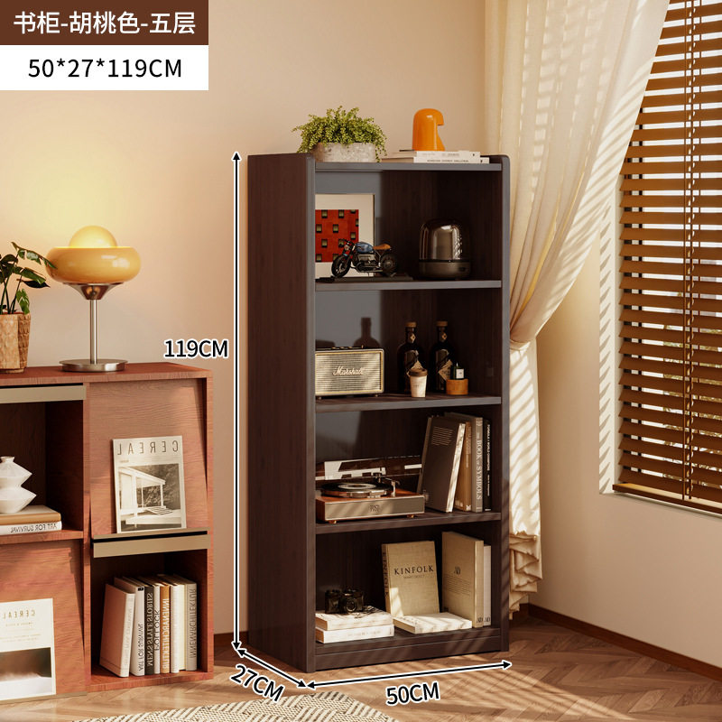 实木书柜置物架落地整理架家用客厅一体靠墙边柜储物收纳展示书架