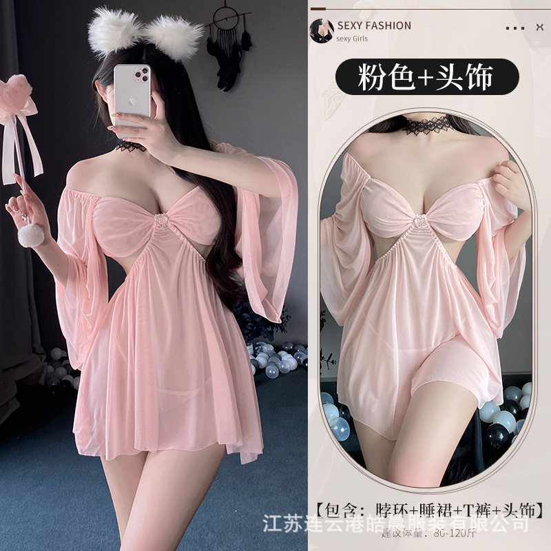 林林婷情趣内衣女透视网纱性感诱惑火辣开档睡裙大码激情睡衣2711