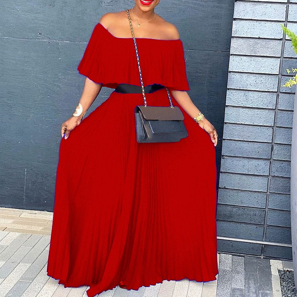 Off Shoulder Pleated Dress Sexy One Shoulder Design Elegant Fit Summer Fashion Perfect for Parties and Events