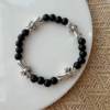 Simple personality cross bracelet sweet cool temperament all-match cold style neutral couple black beaded bracelet bracelet