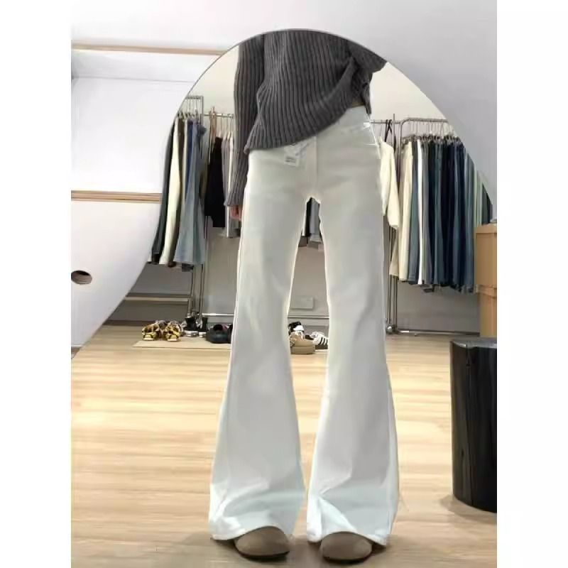 White Low Rise Flared Jeans for Women Vintage Loose Fit Spring Fashion low MOQ customizable