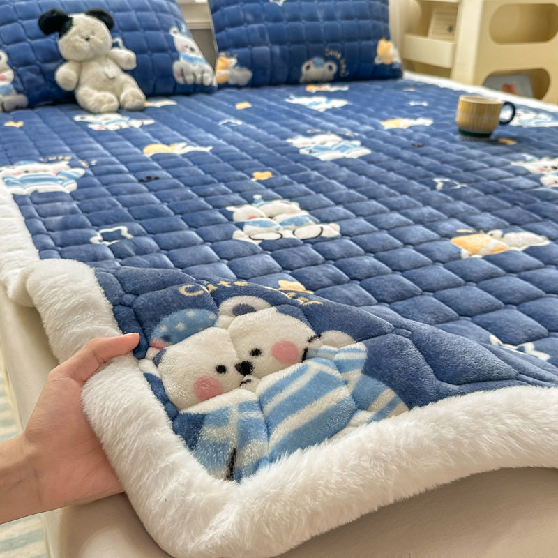 Milk Velvet Mattress, Winter Fleece-Lined Mattress, Household Velvet Blanket, Soft Cushion Mattress, Quilt, Dormitory Student Single Mat