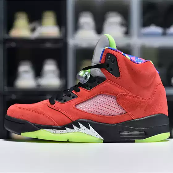 Pure Original AJ5 Performance Basketball Shoes Black Gloss White Satin Ice Blue Red-Yellow Duo Venom AJ6 Sneakers