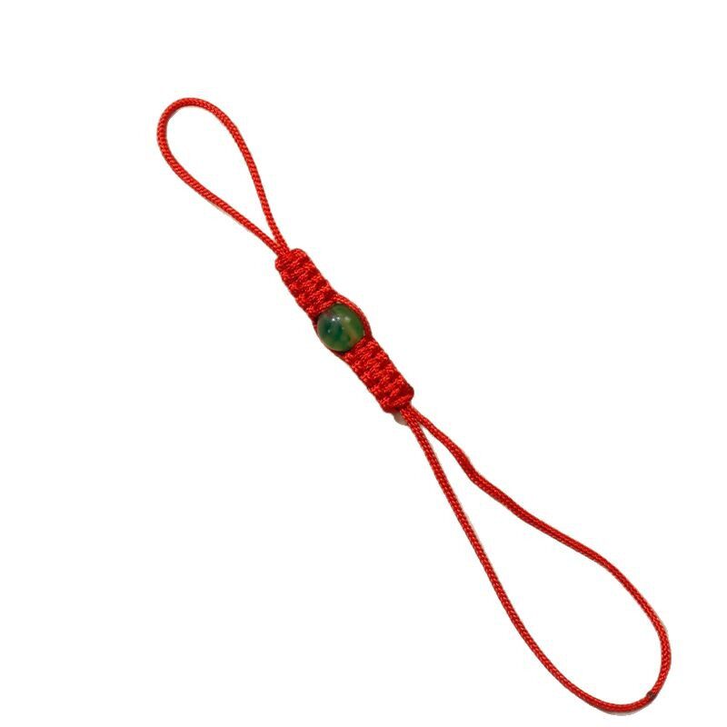 Hand-Woven Teapot Rope Purple Sand Teapot Lid Handle Anti-Fall Protection Rope with Green Beads Tied Teapot Lid Rope Accessories