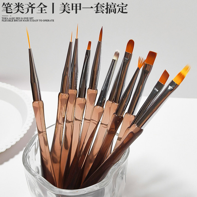 Nail Art Pen Set, Painting Pen, Line Drawing Pen, Gradient Round-Head French Manicure Salon Phototherapy Pen, Special for Phototherapy