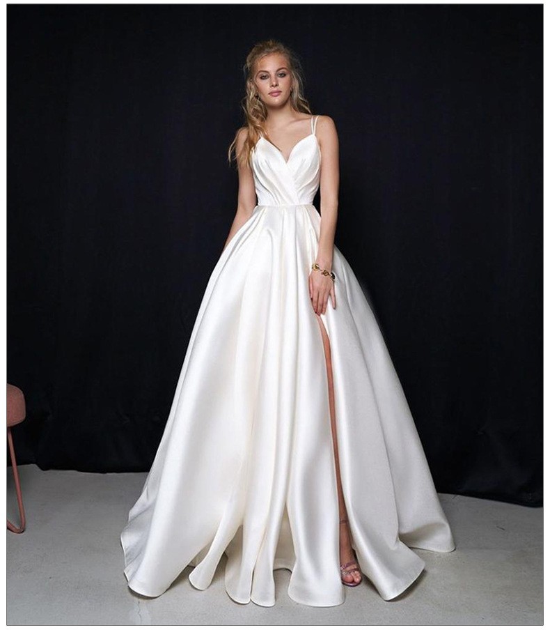 Foreign trade Europe 2022New Satin Light Wedding Speed Sell Ceremony Small Drag Tail Sexy Banquet Dew Shoulder Ceremony  外贸欧美2022新款缎面轻婚纱速卖通婚礼小拖尾性感宴会露肩晚礼服 Foreign trade Europe 2022New Satin Light Wedding Speed Sell Ceremony Small Drag Tail Sexy Banquet Dew Shoulder Ceremony 