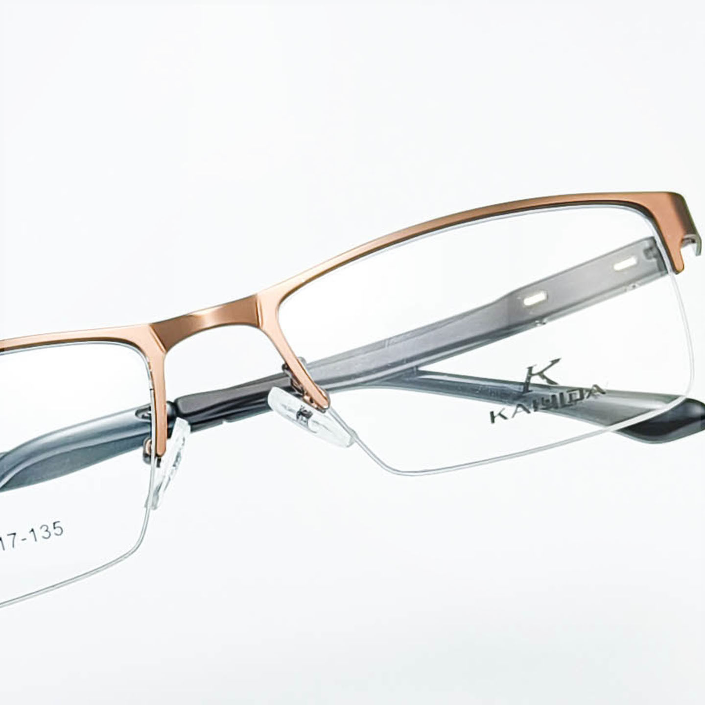 Half-Frame Acetate Eyeglass Frames for Men with Business Brow Shape, Near-Steel Leather Vision Glasses Frames, Wholesale from Danyang Manufacturer