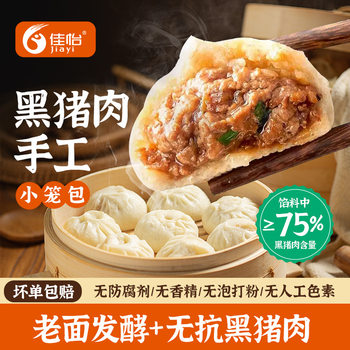 Jiayi Black Pork Fresh Meat Xiaolongbao Convenient Instant Kidsren's Adult Family Breakfast Buns Frozen Semi-Finished Products