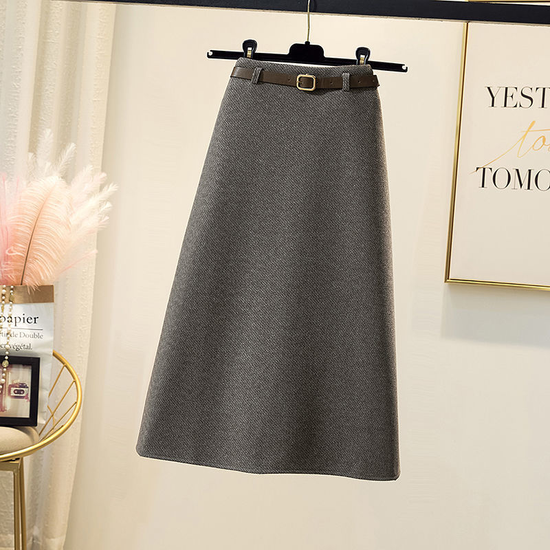 Casual Loose A Line Midi Skirt for Women High Waist Slim Fit Simple Design Autumn and Winter Wear Wholesale