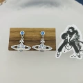 Silver and blue Saturn earrings