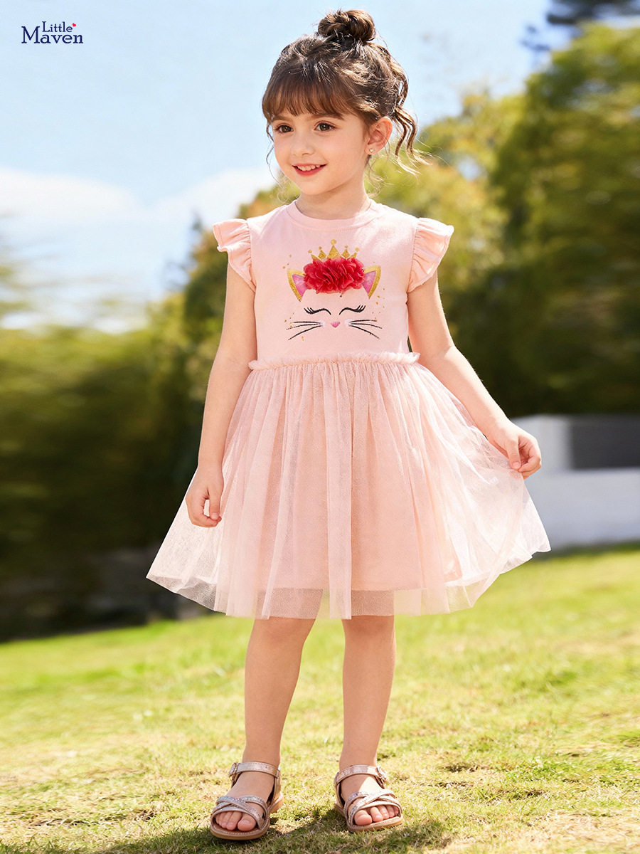 Kids' Dress Wholesale, [Style] Girls' Tulle Dress, Cute Cat Kids' Dress