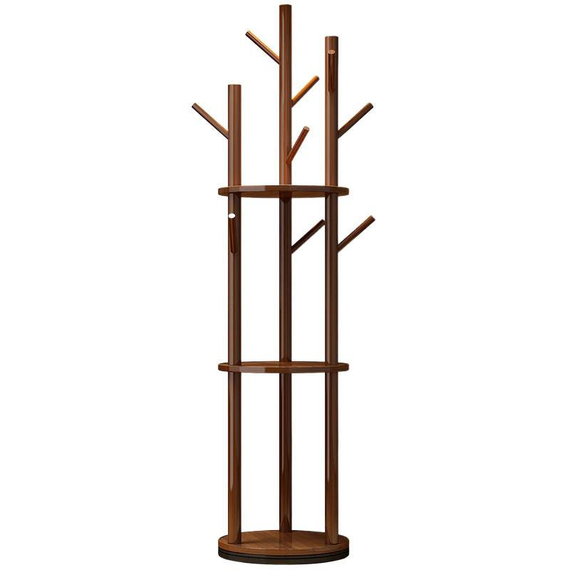 Solid Wood Rotating Coat Rack Floor-Standing Vertical Clothes Rack Bedroom Home Living Room Light Luxury Storage Rack