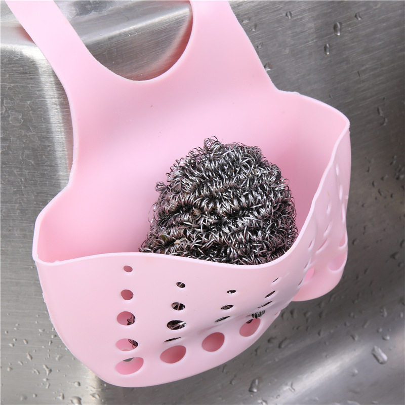 Creative adjustable snap-on sink storage hanging basket kitchen storage rack faucet sponge drain hanging bag